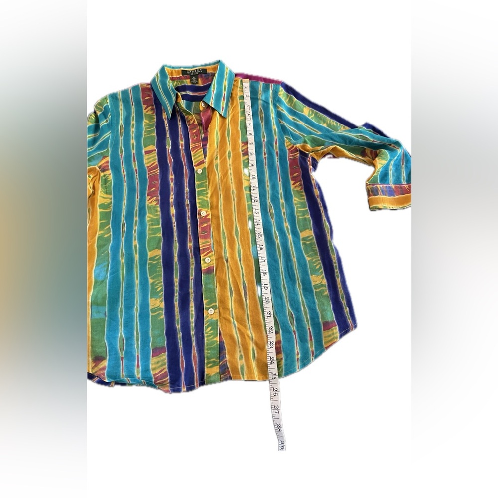 Lauren Ralph Lauren women’s multi colored blouse shirt Size PL - Picture 5 of 9